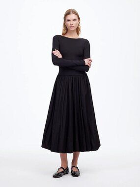 MADEWELL Bubble-Hem Midi Dress - Black - Size 10 New w Tags!